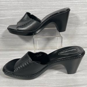 Womens Naturalizer Open Toe Heel Size 8.5 Black Leather Upper Shoe *See Pics